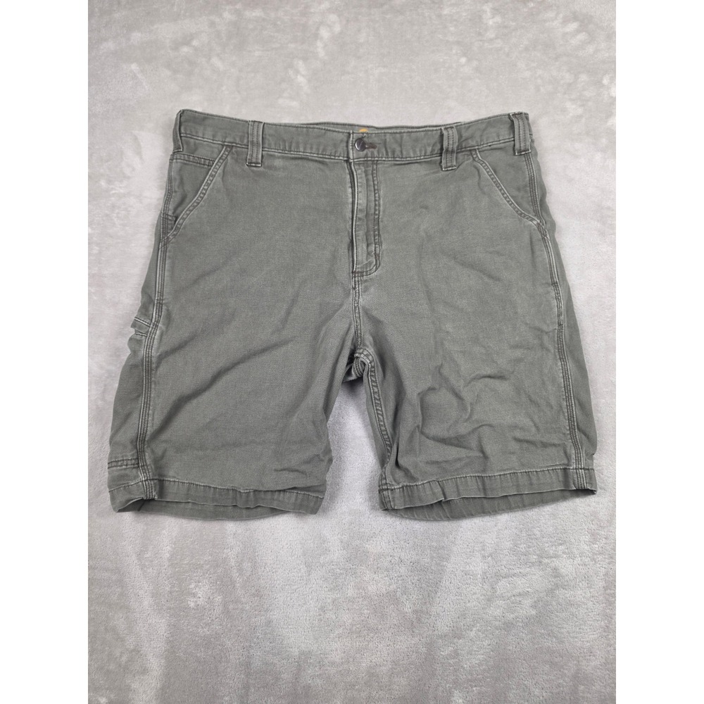 Carhartt Canvas Work Shorts Mens 40 Green Relaxed Fit Workwear Utility 102514